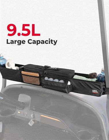 KEMIMOTO Golf Cart Storage Bag, Front Storage Basket with Insulated, Foldable Golf Cart Organizer Bag, Compatible with EZGO Club Car Precedent, Tempo, Onward, Drive2, No Drilling, Black in Kuwait