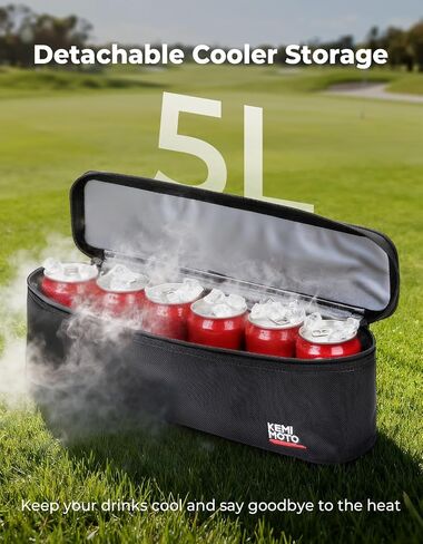 KEMIMOTO Golf Cart Storage Bag, Front Storage Basket with Insulated, Foldable Golf Cart Organizer Bag, Compatible with EZGO Club Car Precedent, Tempo, Onward, Drive2, No Drilling, Black in Kuwait
