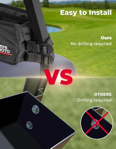 KEMIMOTO Golf Cart Storage Bag, Front Storage Basket with Insulated, Foldable Golf Cart Organizer Bag, Compatible with EZGO Club Car Precedent, Tempo, Onward, Drive2, No Drilling, Black in Kuwait