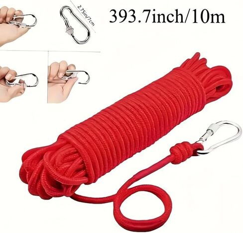 Ultra-Bright Red Heavy-Duty Fishing Rope with Lanyard Hook, Strong and Durable for Boating, Kayaking, Gear Fastening, Essential for Anglers, Sailors, and Outdoor Adventurers (GLC-809) in Kuwait