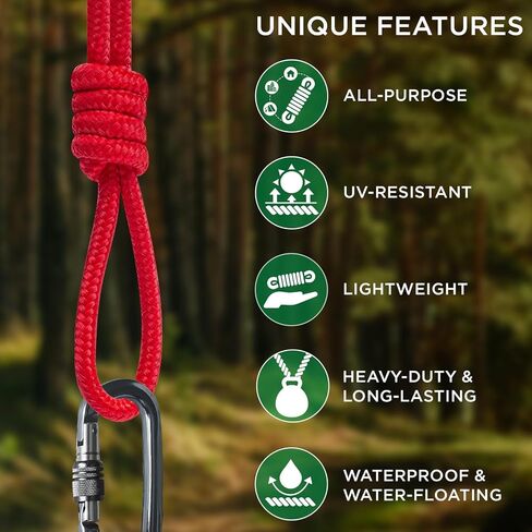Ultra-Bright Red Heavy-Duty Fishing Rope with Lanyard Hook, Strong and Durable for Boating, Kayaking, Gear Fastening, Essential for Anglers, Sailors, and Outdoor Adventurers (GLC-809) in Kuwait