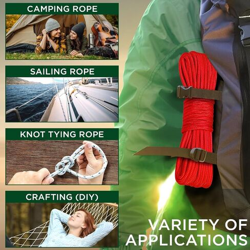 Ultra-Bright Red Heavy-Duty Fishing Rope with Lanyard Hook, Strong and Durable for Boating, Kayaking, Gear Fastening, Essential for Anglers, Sailors, and Outdoor Adventurers (GLC-809) in Kuwait