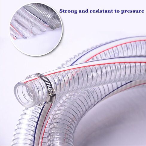 PVC Steel Wire Hose for Garden Watering Pump Transfer 1 Meter Multiple Sizes(45mm x 5mm) in Kuwait