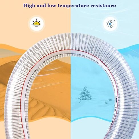 PVC Steel Wire Hose for Garden Watering Pump Transfer 1 Meter Multiple Sizes(45mm x 5mm) in Kuwait