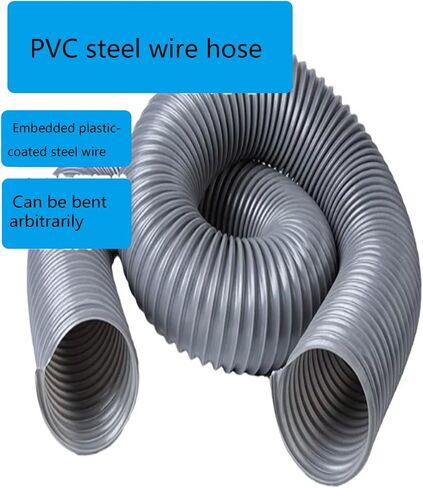 Flexible PVC Gray Steel Wire Duct Hose 400cm/157.5in - Industrial Ventilation & Woodworking Dust Collection Hose (8x400cm/3.15x157.5in) - High Durability, Easy Installation in Kuwait
