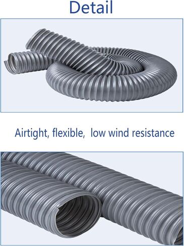 Flexible PVC Gray Steel Wire Duct Hose 400cm/157.5in - Industrial Ventilation & Woodworking Dust Collection Hose (8x400cm/3.15x157.5in) - High Durability, Easy Installation in Kuwait