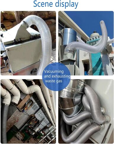 Flexible PVC Gray Steel Wire Duct Hose 400cm/157.5in - Industrial Ventilation & Woodworking Dust Collection Hose (8x400cm/3.15x157.5in) - High Durability, Easy Installation in Kuwait