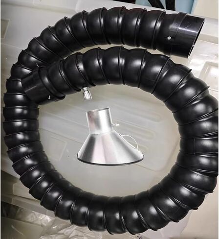 360° Rotatable Bamboo Pipe with Hood & Adjustable Valve, Black Flexible Duct Collector Arm for Fume Removal, Ideal for Assembly Line/Laboratory (1.5m/4.9ft, 200mm/7.9in) in Kuwait