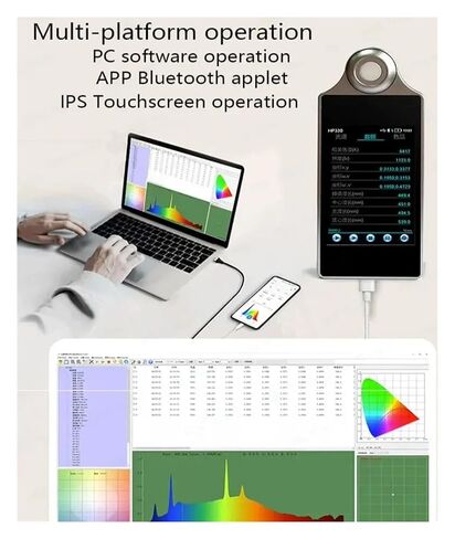 مطياف النبات HP350P 350-800nm ​​PAR PPFD Light CCT CRI Lux طقم محلل عالي الدقة للتصوير الفوتوغرافي حساسية عالية، خطأ منخفض in Kuwait