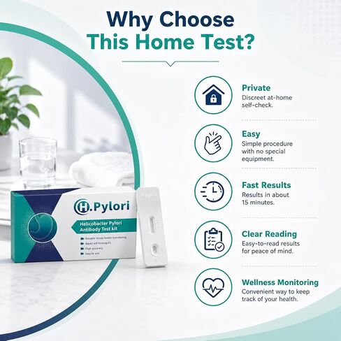 Helicobacter Pylori Home Test Kits - 2 Pack, Fast & Easy Reading, Accurate Self-Check Delivers Results Within 10-15 Minutes for Home Use in Kuwait