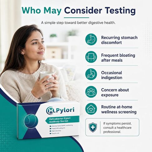 Helicobacter Pylori Home Test Kits - 2 Pack, Fast & Easy Reading, Accurate Self-Check Delivers Results Within 10-15 Minutes for Home Use in Kuwait