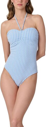 Shoshanna Women's Swimwear Marina Geo Texture Cinched One Piece in Kuwait