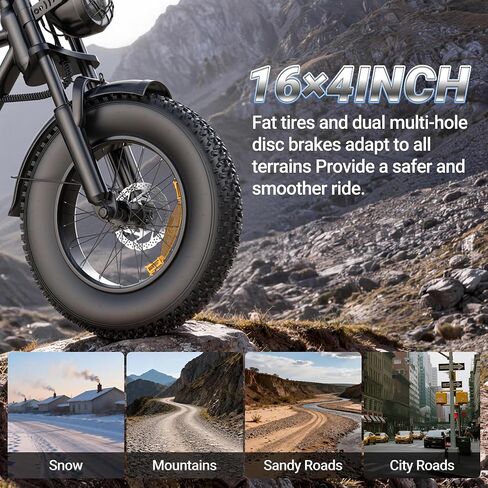 500W/750W FAT TIRE TREAL DIRT BIKE للبالغين ، 48V 13.5AH/18AH بطارية قابلة للإزالة 16 "/20" دراجة نارية كهربائية مع سرعة قصوى 31 ميل في الساعة ، ومجموعة 40-70 ميلًا ، تعليق كامل in Kuwait