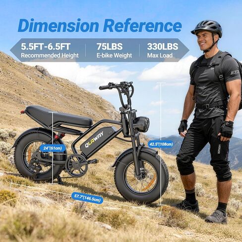500W/750W FAT TIRE TREAL DIRT BIKE للبالغين ، 48V 13.5AH/18AH بطارية قابلة للإزالة 16 "/20" دراجة نارية كهربائية مع سرعة قصوى 31 ميل في الساعة ، ومجموعة 40-70 ميلًا ، تعليق كامل in Kuwait