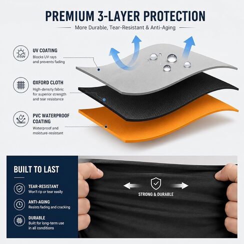 Heavy Duty Boat Cover for Tracker Bass Tracker Pro 17 1990–2026, Marine Grade Oxford Fabric, Trailerable UV-Resistant Speed Boat Cover with Elastic Hem & Adjustable Straps in Kuwait