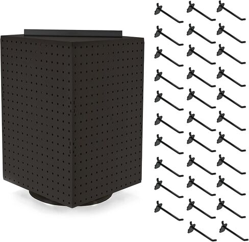 Azar Displays 701414-CLR حامل عرض دوار - رفوف عرض بأربعة جوانب - عرض دائري (14 بوصة عرض × 14 بوصة عمق × 20 بوصة ارتفاع) - شاشة دوارة سهلة التجميع للبيع بالتجزئة - منظم Pegboard، شفاف in Kuwait