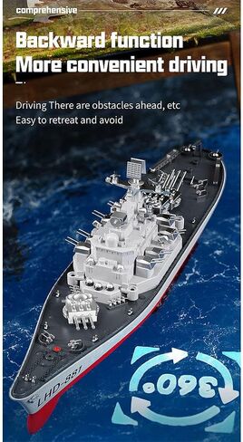 Battleship Loche Remote Control ، LHD-881 1/390 2.4G RC Electric High-Freecency-Twin-Legine Battleship Model ، RC Boat Racing Boat Model Great Great Gift Toy Wabor in Kuwait