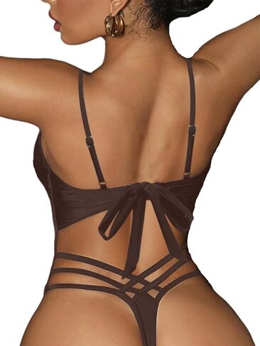 YELAIVP Women Sexy Thong One Piece Swimsuits Cheeky V Neck Bathing Suit Slimming High Cut Crisscross Backless Swim Suits in Kuwait