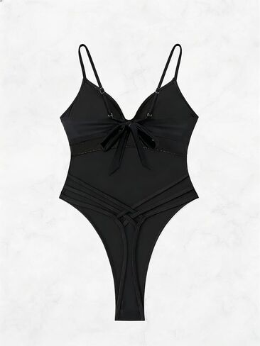 YELAIVP Women Sexy Thong One Piece Swimsuits Cheeky V Neck Bathing Suit Slimming High Cut Crisscross Backless Swim Suits in Kuwait