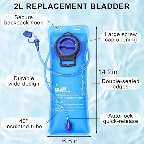 استبدال المثانة 3 لتر متوافق مع حقيبة الظهر Camelbak، المثانة المائية للمشي لمسافات طويلة على ظهره، المثانة المائية العسكرية مجتمعة للتخييم وركوب الدراجات والجري in Kuwait