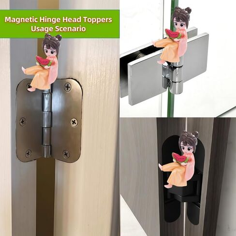 Hinge Heads Decorative Topper Set 1PCS, Home Decoration,Magnetic Hinge Head Toppers Door Hinge, Cute Mini Creative Retro Yellow Girl Eating Watermelon, Resin Ornament in Kuwait