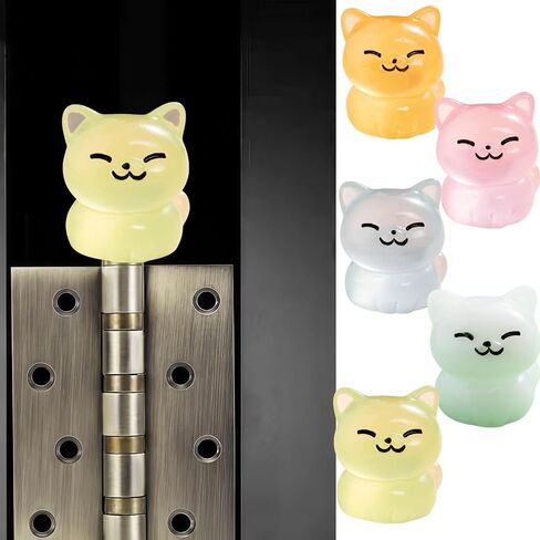 Hinge Heads Decorative Topper Set 5PCS, Home Decoration,Magnetic Hinge Head Toppers Door Hinge, Cute Mini Creative Luminous Colored Little Orange Cat, Resin Ornament in Kuwait