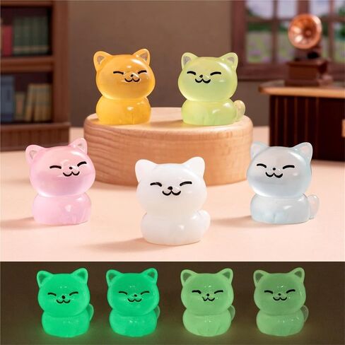 Hinge Heads Decorative Topper Set 5PCS, Home Decoration,Magnetic Hinge Head Toppers Door Hinge, Cute Mini Creative Luminous Colored Little Orange Cat, Resin Ornament in Kuwait