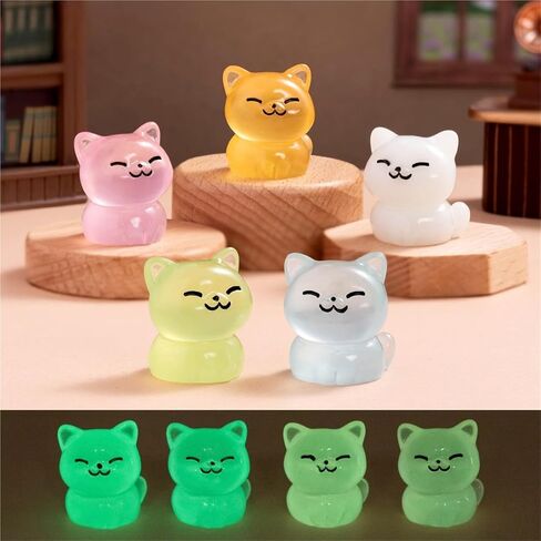 Hinge Heads Decorative Topper Set 5PCS, Home Decoration,Magnetic Hinge Head Toppers Door Hinge, Cute Mini Creative Luminous Colored Little Orange Cat, Resin Ornament in Kuwait