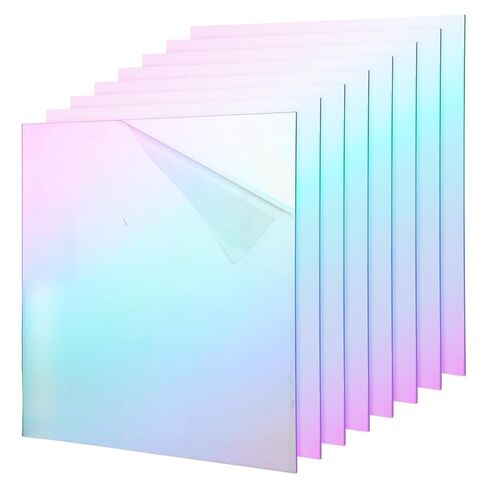 JMIATRY 8PCS Iridescent Acrylic Sheet 12x12IN, 3mm Thick, Plexiglass Panel | Iridescent Translucent, with Protective Film, Radiant Color Plexiglass Panel, For Laser Cutting, Lighting, DIY Projects in Kuwait