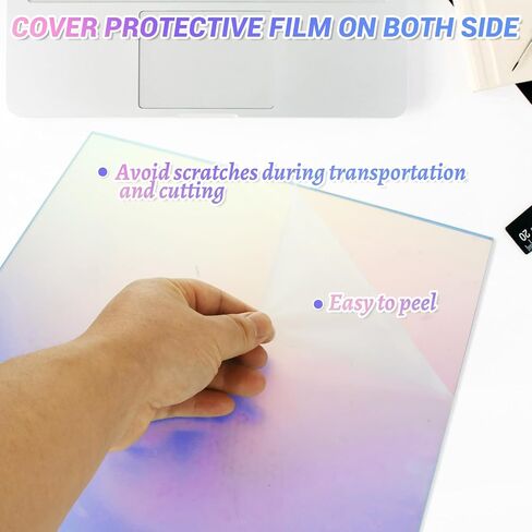 JMIATRY 8PCS Iridescent Acrylic Sheet 12x12IN, 3mm Thick, Plexiglass Panel | Iridescent Translucent, with Protective Film, Radiant Color Plexiglass Panel, For Laser Cutting, Lighting, DIY Projects in Kuwait
