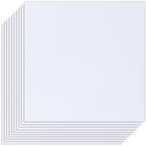 White High Impact Polystyrene Sheet 1mm Thick, 12x12 inch, Pack of 10 Matte Hard HIPS Plastic Board Panels for DIY Crafts by Mujoiny in Kuwait