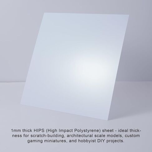 White High Impact Polystyrene Sheet 1mm Thick, 12x12 inch, Pack of 10 Matte Hard HIPS Plastic Board Panels for DIY Crafts by Mujoiny in Kuwait