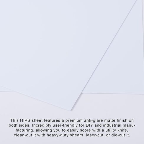 White High Impact Polystyrene Sheet 1mm Thick, 12x12 inch, Pack of 10 Matte Hard HIPS Plastic Board Panels for DIY Crafts by Mujoiny in Kuwait