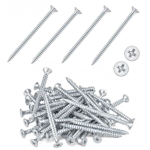 198pcs #6 x 1-1/4" Wood Screws Flat Head Phillips Zinc Coated Screws，Drywall Screws，High Hardness Carbon Steel Screws Used for Drywall，Sheetrock，Woodworking in Saudi Arabia
