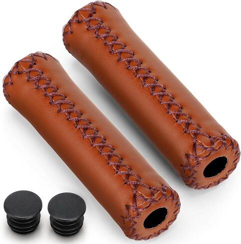 Comfort Bicycle Grips for Handlebars, 2Pcs Brown Leather Bike Handlebar Grips Vintage Beach Handlebar Cover Grip Fits Most 22.2mm (7/8") Bicycle Handlebar in Kuwait