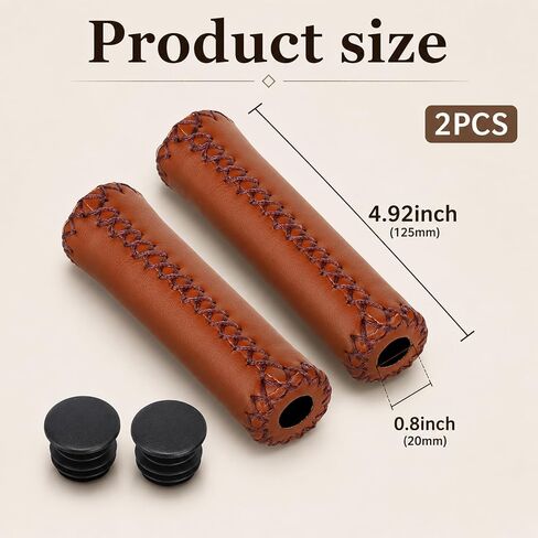 Comfort Bicycle Grips for Handlebars, 2Pcs Brown Leather Bike Handlebar Grips Vintage Beach Handlebar Cover Grip Fits Most 22.2mm (7/8") Bicycle Handlebar in Kuwait