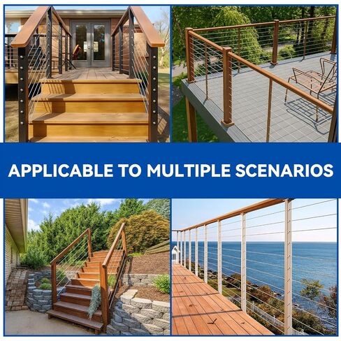 100 حزمة من مسامير التأرجح لدرابزين الكابلات، أجهزة درابزين الكابلات 1/8 بوصة مع خيط T316 من الفولاذ المقاوم للصدأ لليسار واليمين، أجهزة درابزين الكابلات لنظام درابزين خشبي على سطح السفينة (فضي) in Kuwait