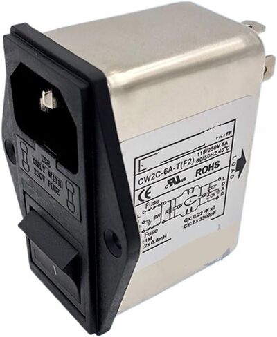 CW2C-6A/3A/10A-T Double Insurance Left and Right Installation Power Filter Switch Socket Single Phase 220V AC T Interference(CW2C-10A-T F2) in Kuwait