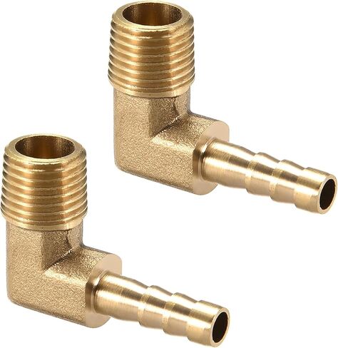2 قطعة خرطوم نحاسي ذهبي تركيب الكوع الشائك 90 درجة الكوع 1/4 "خرطوم بارب إلى 1/4" NPT ذكر أنابيب المياه/الوقود/الهواء ، تركيبات خرطوم الشائكة in Kuwait