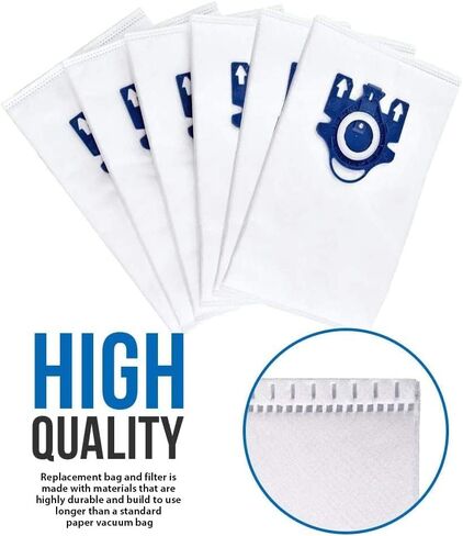 Compatible With Miele 10123210 Dust Bag, Type GN, 8 Bags & 2 Filters, White in Kuwait