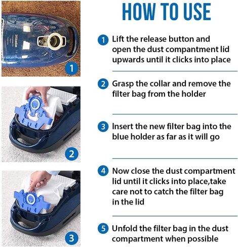 Compatible With Miele 10123210 Dust Bag, Type GN, 8 Bags & 2 Filters, White in Kuwait