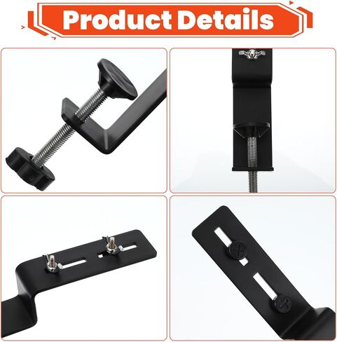 4 Pcs Desk Clamp, Pegboard Fixing Bracket Desktop Fixing Bracket, Office Game Home Desktop Accessories Brackets, Pegboard Organizer Metal Brackets (Black) in Kuwait