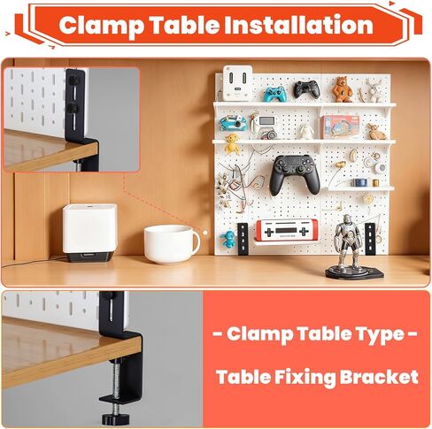 4 Pcs Desk Clamp, Pegboard Fixing Bracket Desktop Fixing Bracket, Office Game Home Desktop Accessories Brackets, Pegboard Organizer Metal Brackets (Black) in Kuwait