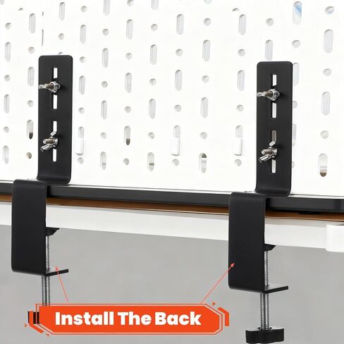4 Pcs Desk Clamp, Pegboard Fixing Bracket Desktop Fixing Bracket, Office Game Home Desktop Accessories Brackets, Pegboard Organizer Metal Brackets (Black) in Kuwait