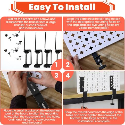 4 Pcs Desk Clamp, Pegboard Fixing Bracket Desktop Fixing Bracket, Office Game Home Desktop Accessories Brackets, Pegboard Organizer Metal Brackets (Black) in Kuwait