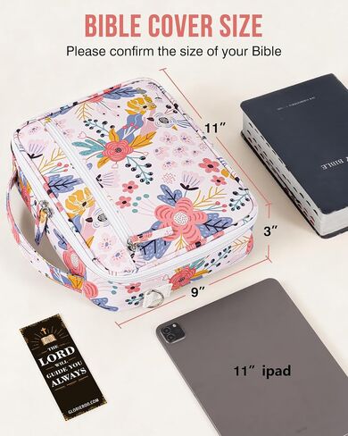 Bible Cover -Vegan Leather Large Bible Cover Case for Women with Shoulder Strap, Christian Gifts for Women in Saudi Arabia