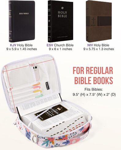 Bible Cover -Vegan Leather Large Bible Cover Case for Women with Shoulder Strap, Christian Gifts for Women in Saudi Arabia