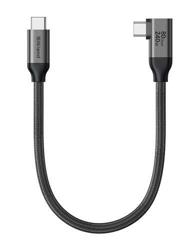 Silkland 80Gbps Right Angle USB 4 Cable for Thunderbolt 5 Cable 3.3FT, 120Gbps Bandwidth for 16K/Dual 8K, 240W, 90 Degree Braided USB C Video Cable Compatible Thunderbolt 4/5, MacBook M4 Pro,Dock,eGPU in Saudi Arabia