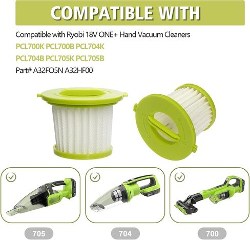 4 عبوات من فلتر HEPA البديل - متوافق مع مكنسة Ryobi ONE+ 18V اليدوية PCL700 PCL704 PCL705، Hart 20V HPHV33B/HPHV34 & Hoover BH57400V، يستبدل الجزء #A32F05N A32HF00 in Kuwait