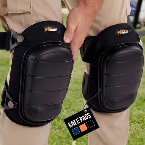 GORILLA GRIP® وسادات الركبة للعمل، وسادة جل مريحة طوال اليوم وإسفنج ناعم للرجال، غطاء صلب مقاوم للانزلاق، أشرطة قابلة للتعديل للأرضيات والبناء والبستنة، أسود in Kuwait